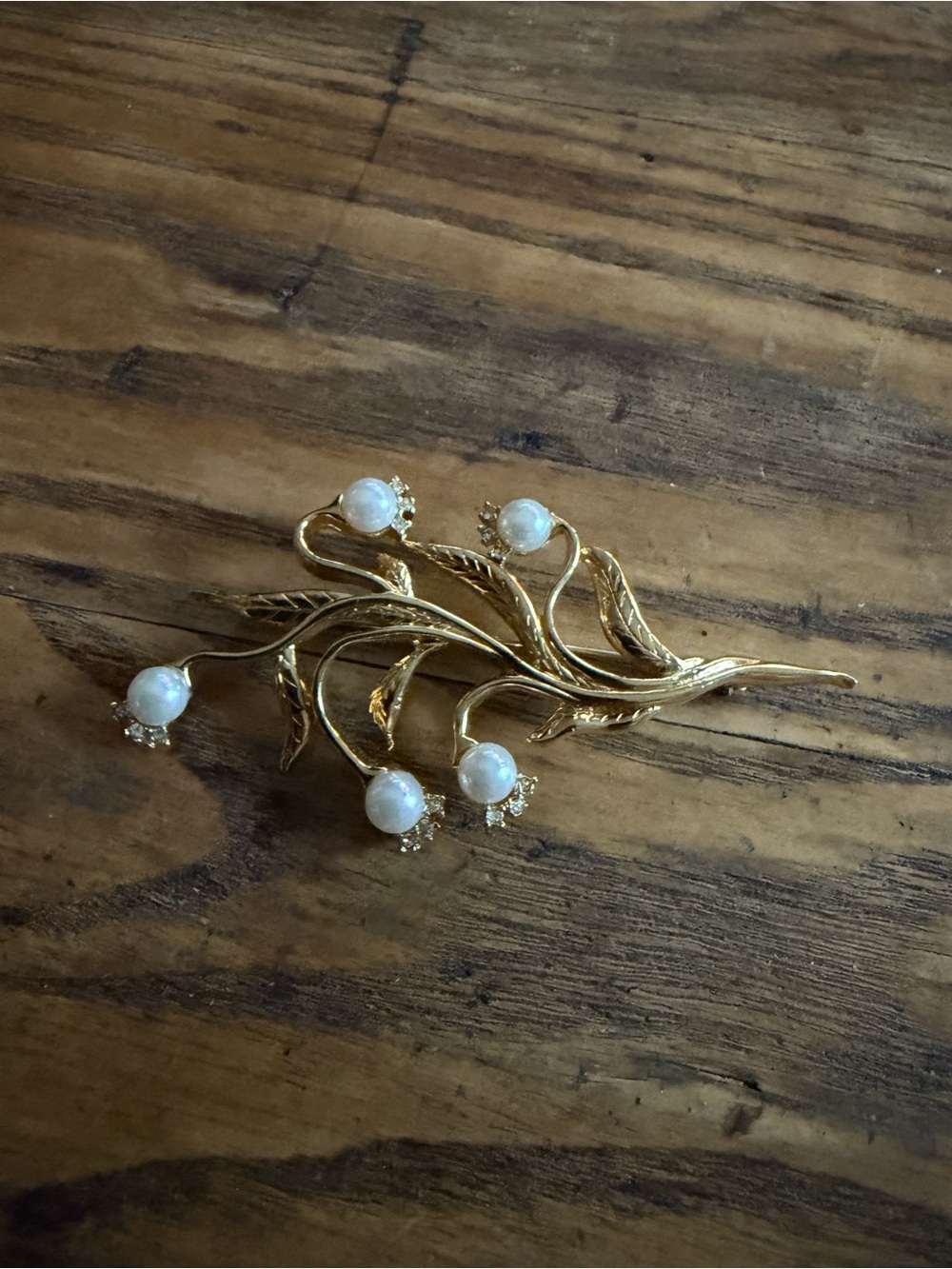 Nina Ricci Gold-Tone Pearl Floral Branch Brooch - Women Jewelry